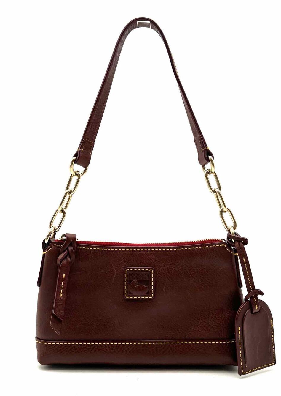 Dooney & Bourke Chocolate/Gold Chain Leather Designer Shoulder Bag